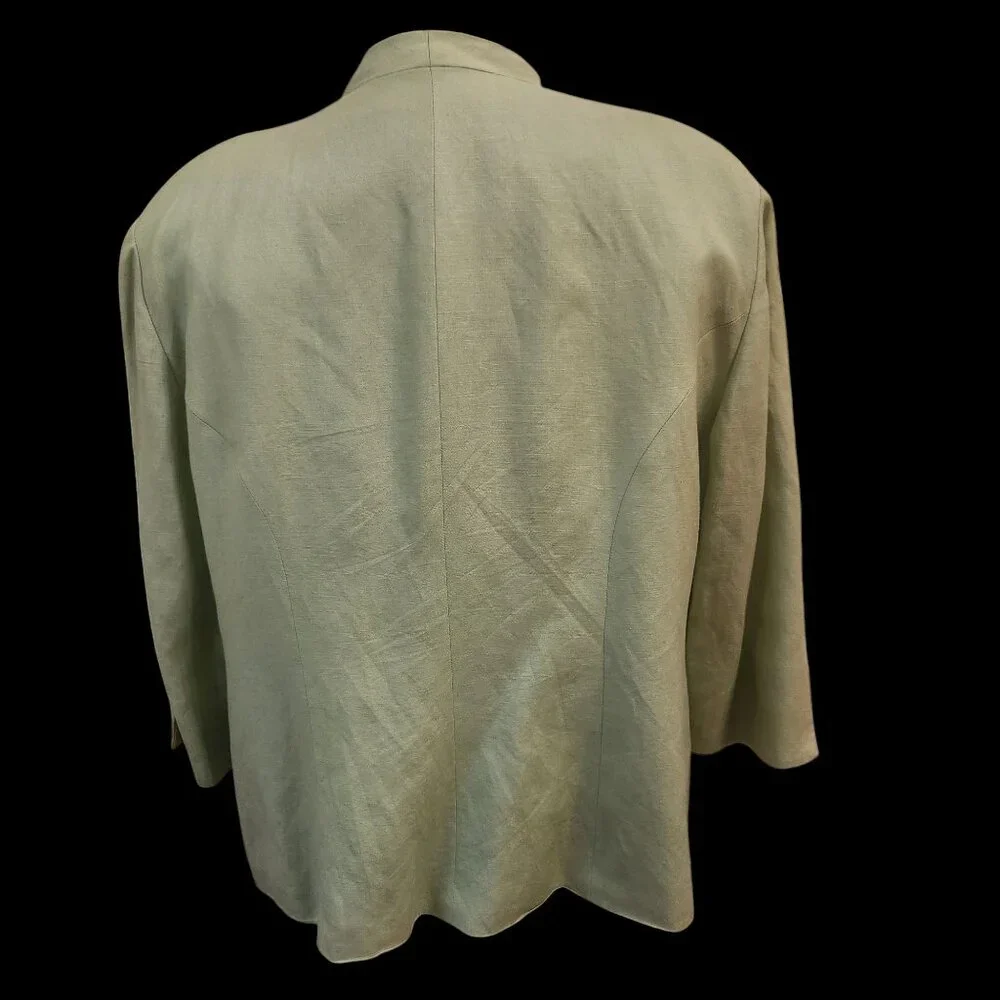 Beautiful Lime Green Jessica Howard Woman Embroidered Linen Blend Jacket Size 16 - Picture 6 of 14